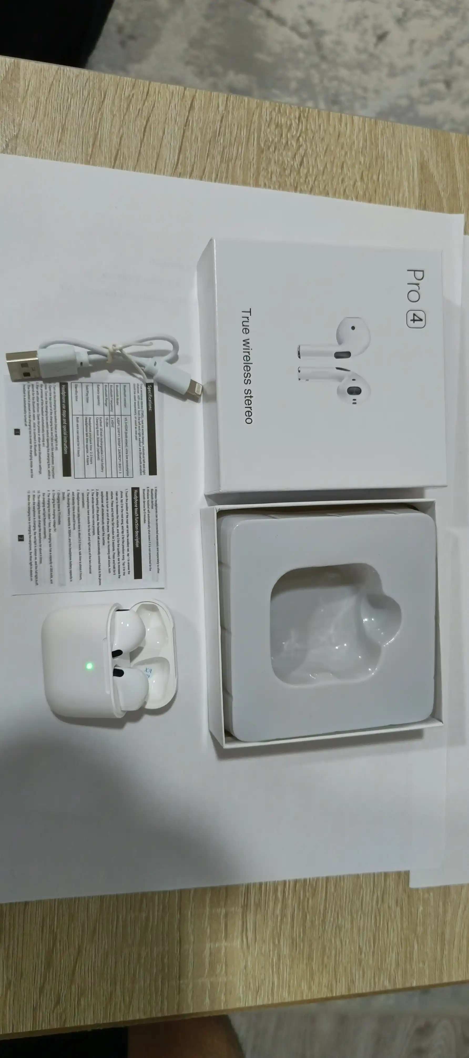 Pro 4 simsiz quloqchin, Bluetooth, sensorli naushnik, iPhone va Android uchun