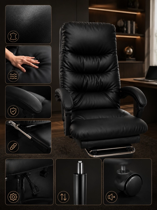 Кресло Comfort черное с мягкой спинкой для офиса
