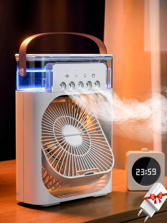 Portativ mini konditsioner, namlagich, mini ventilyator, 3 tasi 1da