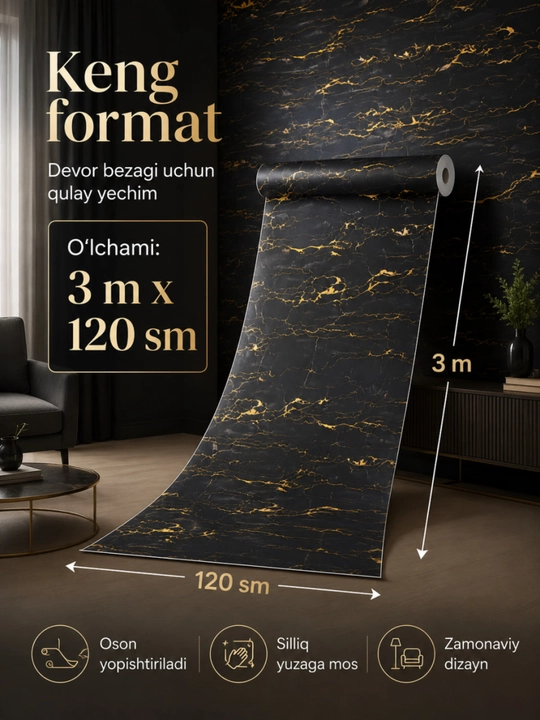 3D oboy, o‘zi yopishadigan gulqog‘ozlar, 3D, o‘zi yopishadigan, dekorativ, 120sm x 3 m