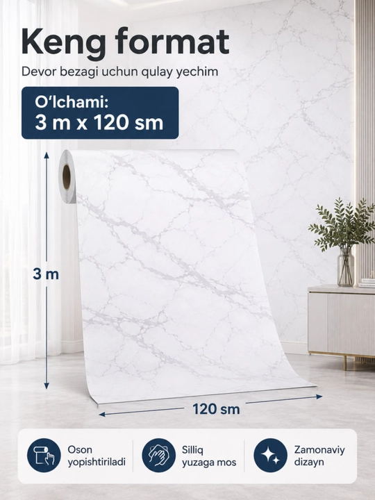 3D oboy, o‘zi yopishadigan gulqog‘ozlar, 3D, o‘zi yopishadigan, dekorativ, 120sm x 3 m