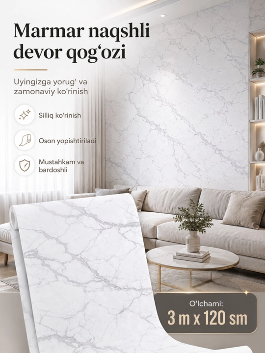 3D oboy, o‘zi yopishadigan gulqog‘ozlar, 3D, o‘zi yopishadigan, dekorativ, 120sm x 3 m