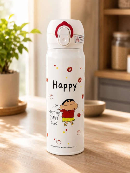 Детский термос Crayon Shinchan 500 мл – нержавеющая сталь, с трубочкой - 