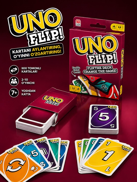 UNO Flip, карточная игра UNO, настольная игра, семейная игра, игра для компании, uno - 