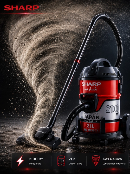 Sharp EC-CA2121 changyutgichi, quruq tozalash, quruq tozalash, yuviladigan filtr - 