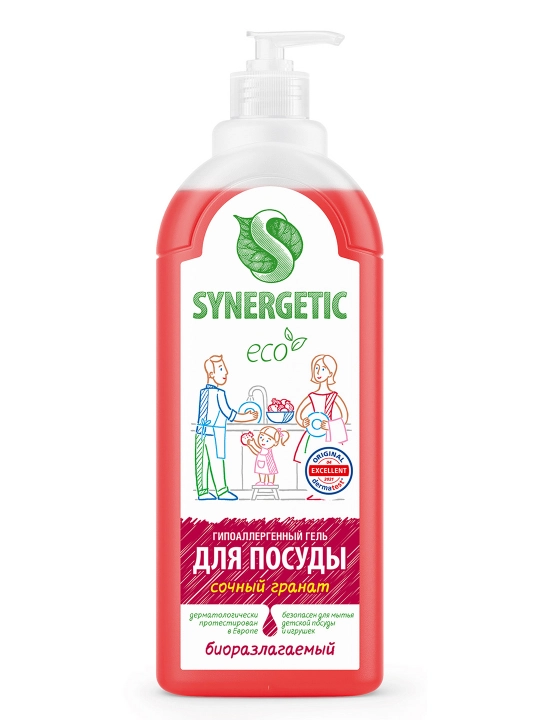 Гель для посуды SYNERGETIC "Сочный гранат", 1 л
