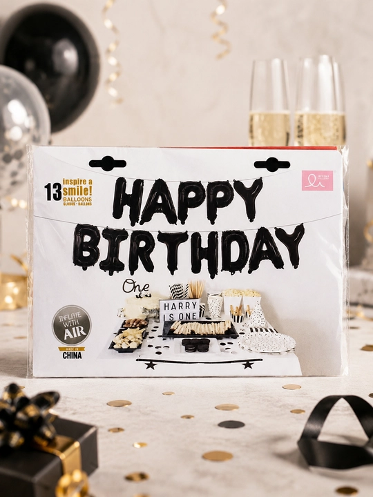 Фольгированные шары "Happy Birthday", набор для надувания воздухом