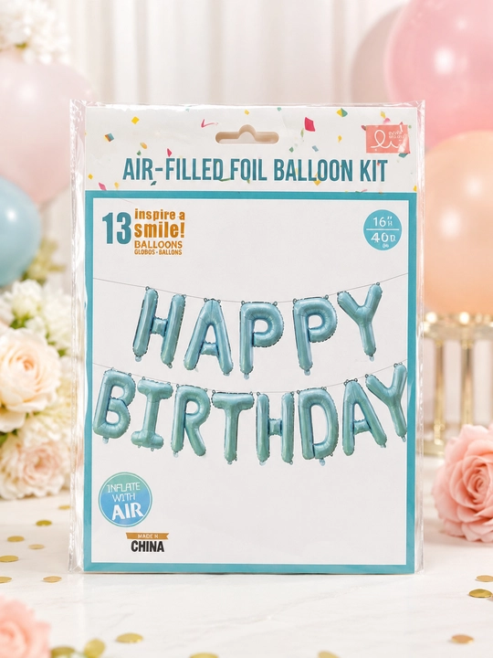 Фольгированные шары "Happy Birthday", набор для надувания воздухом