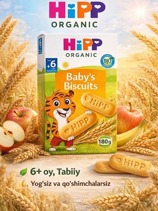 Печенье без масла и искусственных добавок HiPP Baby's, 6+ месяцев, 180 г - 