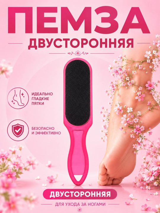 Пилка пемзовая, для педикюра ног, для пяток, двухсторонний камень, металлическая тёрка