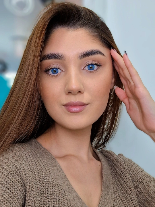 UMI BLUE Rangli kontakt linzalari, moviy rang, BC 8.6, DIA 14.0, 12 oy