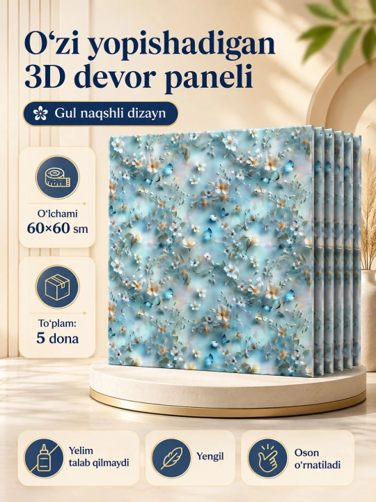 3D g‘isht oboy, o‘zi yopishadigan dekorativ devor paneli - 