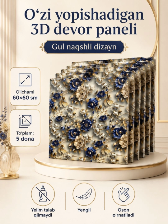 3D g‘isht oboy, o‘zi yopishadigan dekorativ devor paneli - 