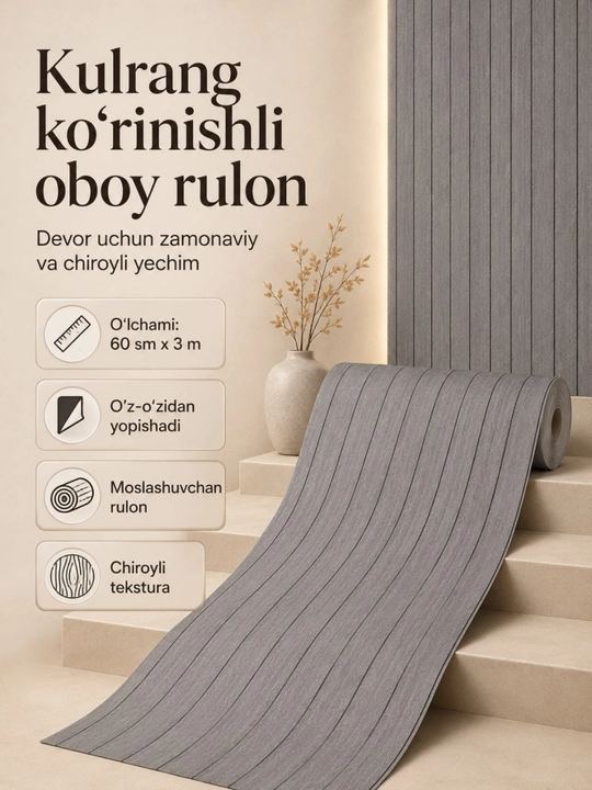 Devorlar uchun o'z-o'zidan yopishqoq devor qog'ozi, koridor va yotoqxona uchun oboy, aboy - 