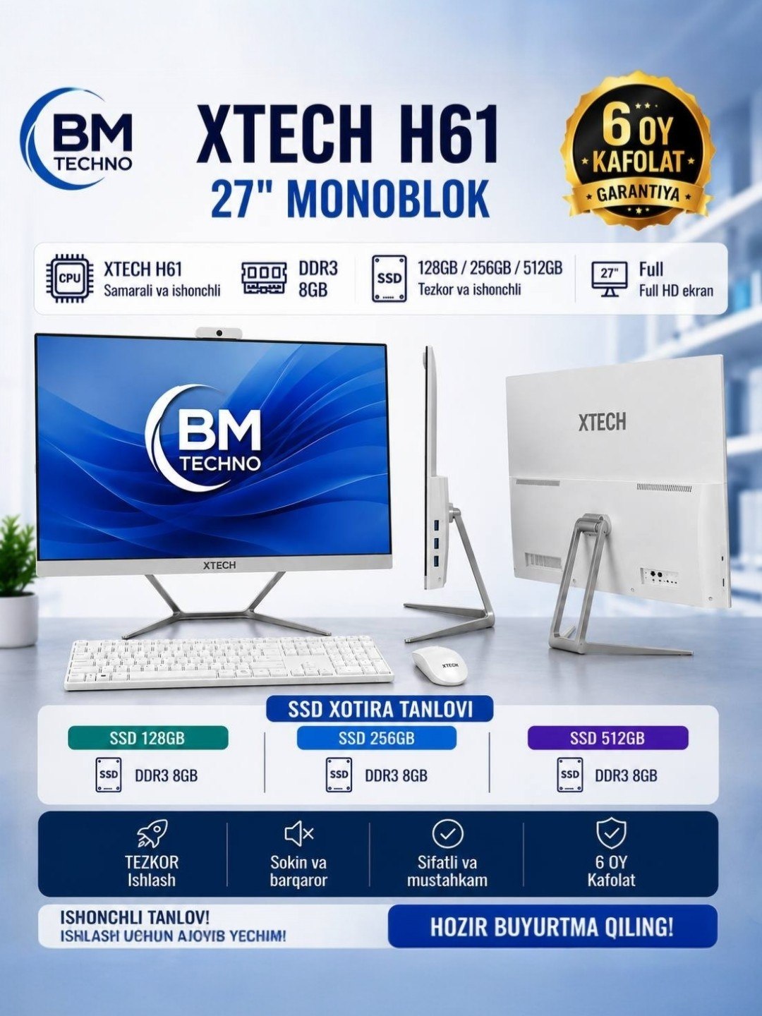 Monoblok Xtech, 27 dyum, i3-2100 i5-3470 i7-3770, 8GB-16GB, SSD128, SSD256,SSD512GB,SSD1TB - 