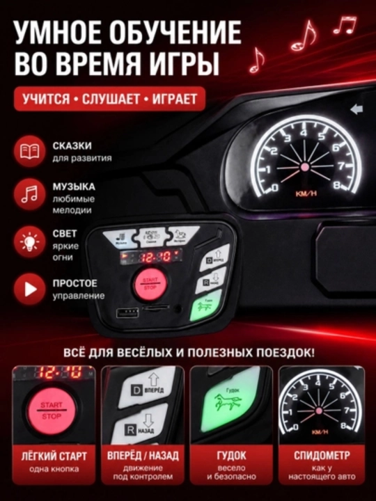 24V 4x4 bolalar elektromobili, 4 ta 550 motor, LED chiroq, Bluetooth, APP