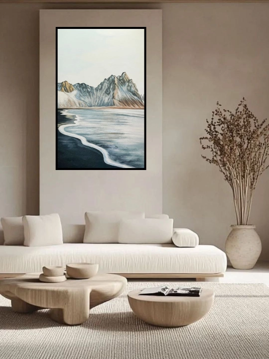 Devorga osiladigan kartina, qo‘l ishi, 60x90 «Tog‘lar Va Ko‘l Ko‘zgusi»