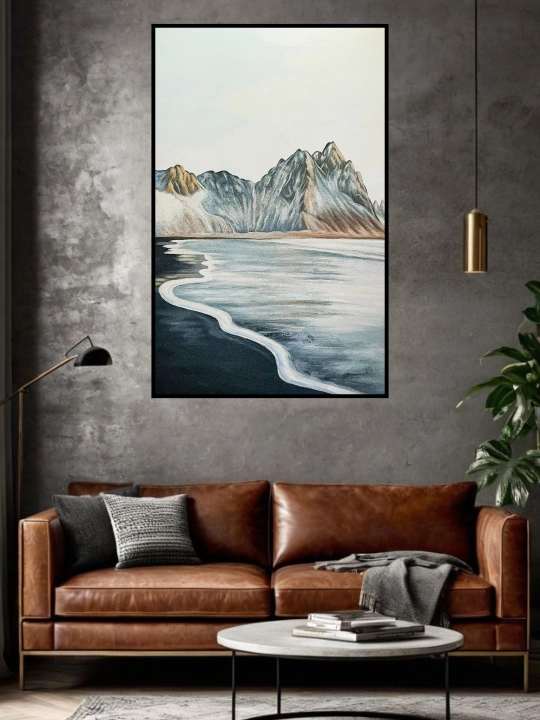 Devorga osiladigan kartina, qo‘l ishi, 60x90 «Tog‘lar Va Ko‘l Ko‘zgusi»