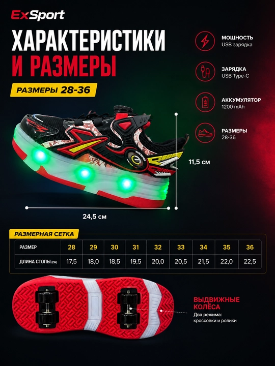 Детские роликовые кроссовки с колесиками