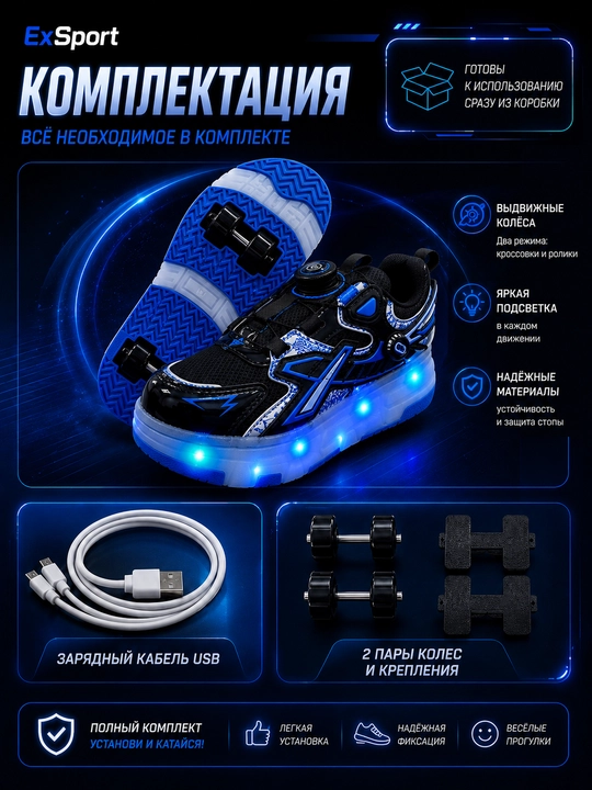 Детские роликовые кроссовки с колесиками