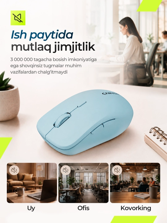 Simsiz sichqoncha  Canyon MW-12, Dual Mode, Bluetooth, 2.4GHz, ovozsiz