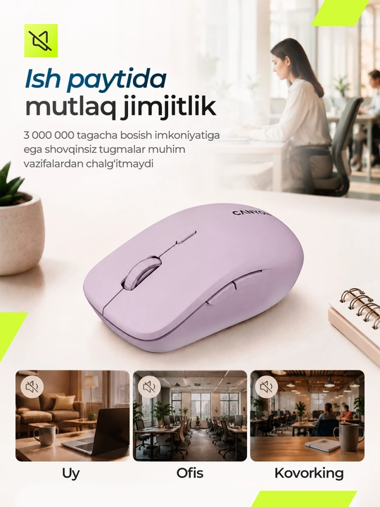 Simsiz sichqoncha  Canyon MW-12, Dual Mode, Bluetooth, 2.4GHz, ovozsiz