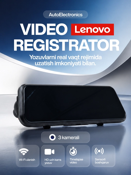 Lenovo videoregistrator 360, avtomobil videoregistrator 3 kamerasi - 
