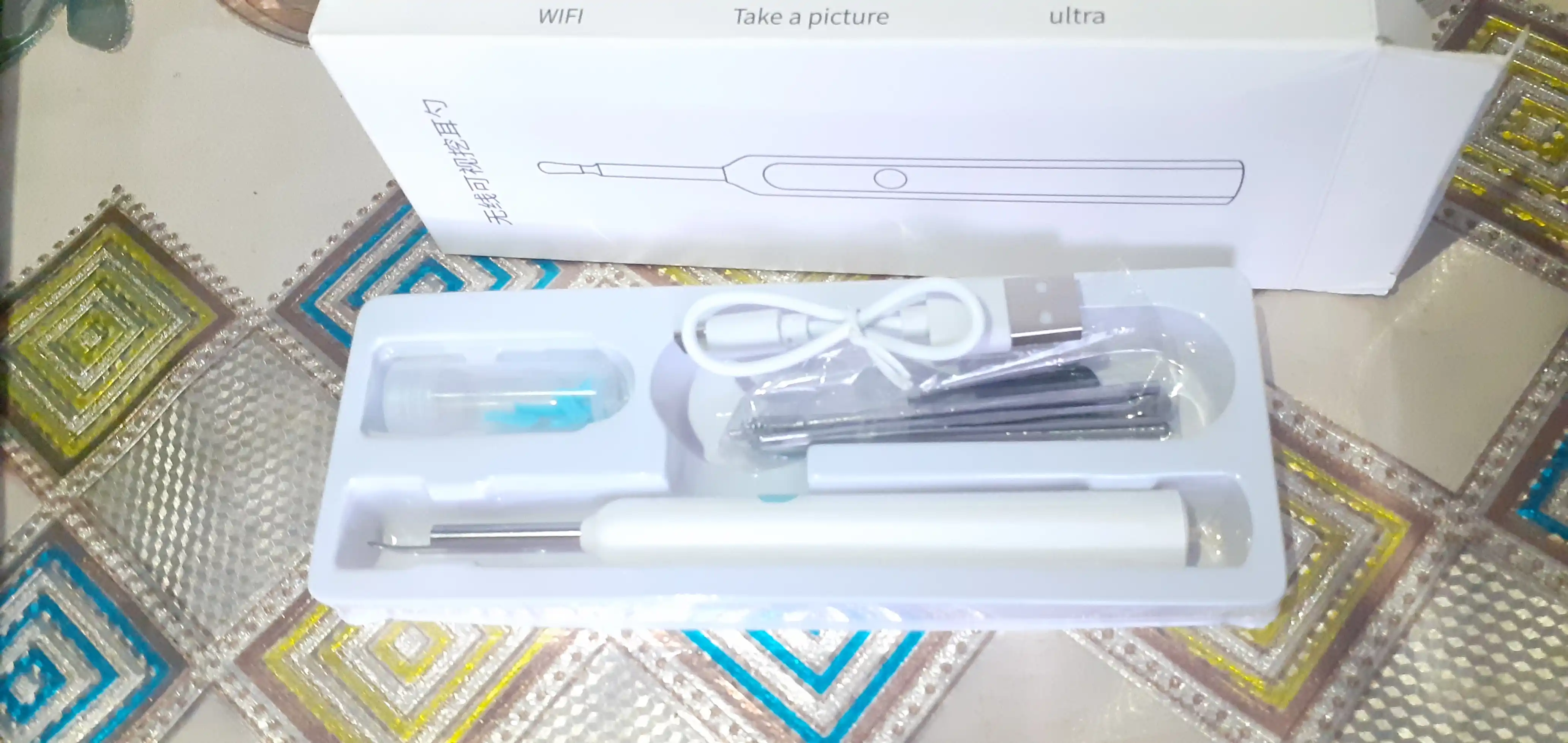 LED quloq kirini olib tashlash, simsiz quloq kamerasi Ultra HD, otoskop vizual 10-to'plam