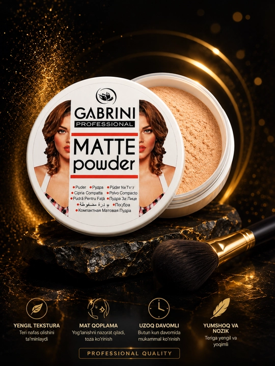 GABRINI Professional Matte Powder Оргинал – Компактная матирующая пудра для лица