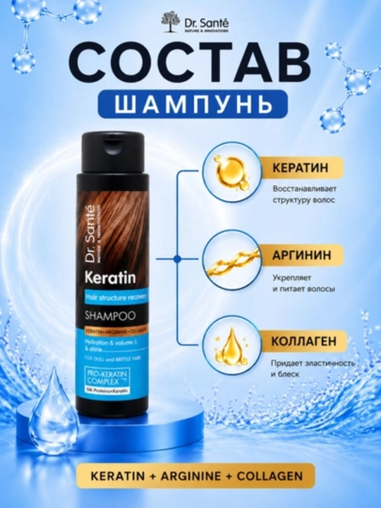 Dr.Sante Keratin soch shampuni 250 ml, 400 ml, 1000 ml