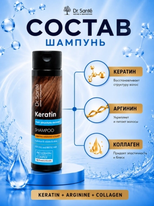Dr.Sante Keratin soch shampuni 250 ml, 400 ml, 1000 ml