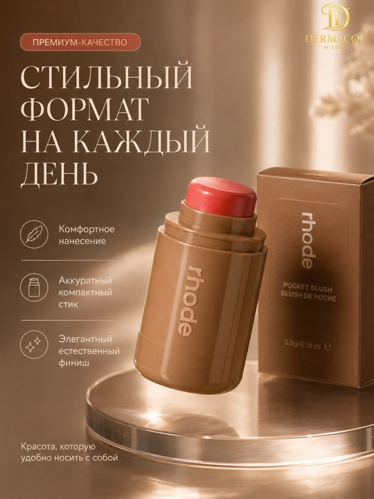 Kremli rumyana stik yuzi yonoq lab uchun RHODE Pocket Blush Spicy Marg korall rang