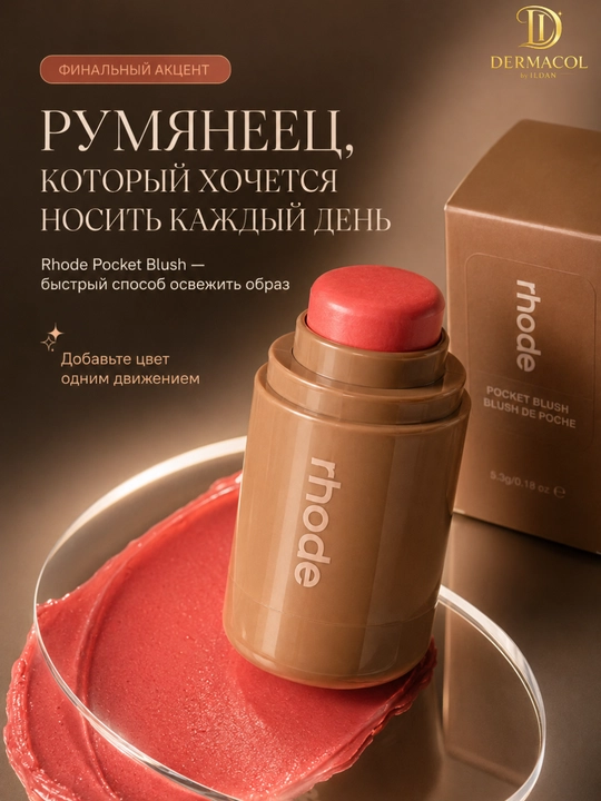Kremli rumyana stik yuzi yonoq lab uchun RHODE Pocket Blush Spicy Marg korall rang