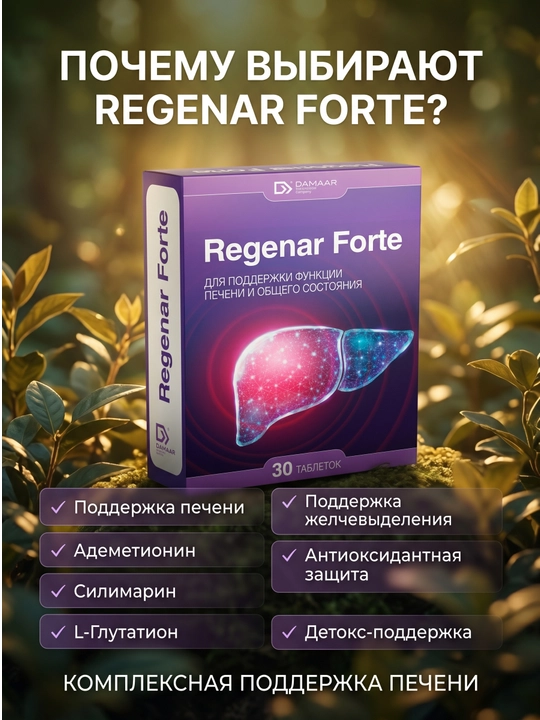 Регенар Форте – для поддержки печени, желчеотделения и пищеварения, 30 таблеток