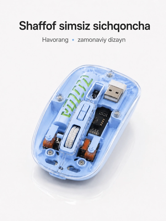 Прозрачная беспроводная мышь, Bluetooth 5.2 и 2.4G, зарядка Type-C - 
