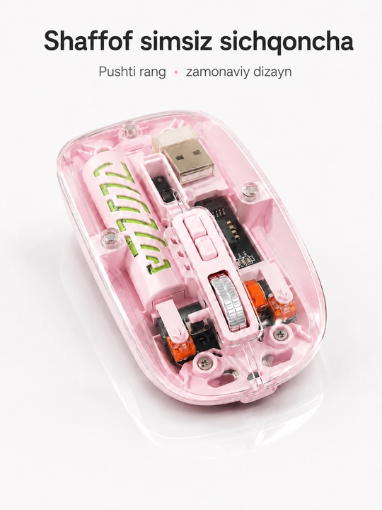 Прозрачная беспроводная мышь, Bluetooth 5.2 и 2.4G, зарядка Type-C - 