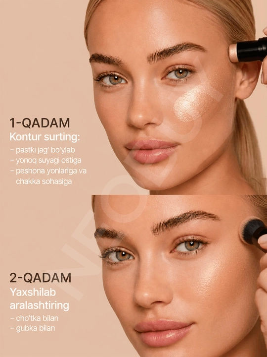 Контуринг для лица скульптор для лица хайлайтер в кремовом стике QIC Shimmer Stick