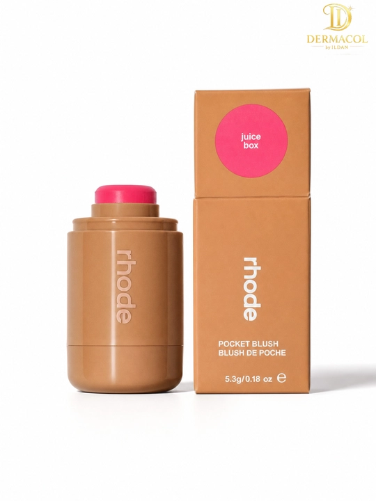 Кремовые румяна стик для лица и губ RHODE Pocket Blush JUISY BOX ярко-розовый оттенок