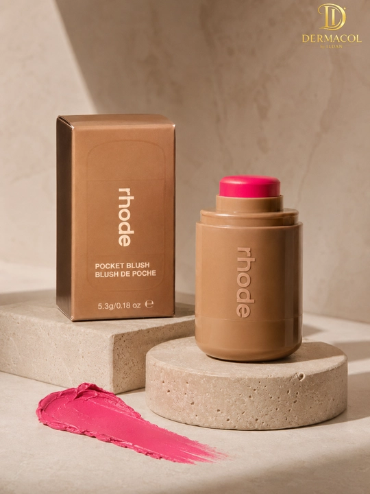 Кремовые румяна стик для лица и губ RHODE Pocket Blush JUISY BOX ярко-розовый оттенок