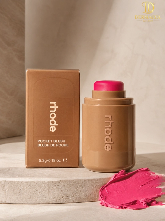 Кремовые румяна стик для лица и губ RHODE Pocket Blush JUISY BOX ярко-розовый оттенок