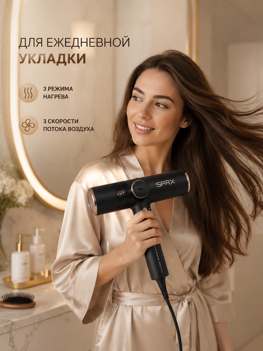 Фен для волос для ежедневного использования, с 2 насадками в комплекте