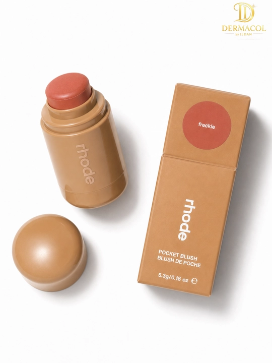 Кремовые румяна стик для лица и губ RHODE Pocket Blush Freckle нейтральный персиковый тон
