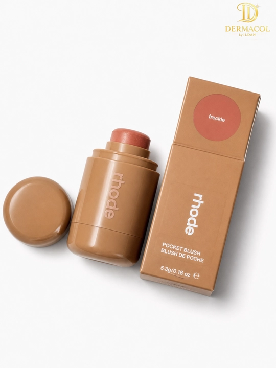 Кремовые румяна стик для лица и губ RHODE Pocket Blush Freckle нейтральный персиковый тон