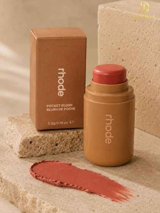 Кремовые румяна стик для лица и губ RHODE Pocket Blush Freckle нейтральный персиковый тон