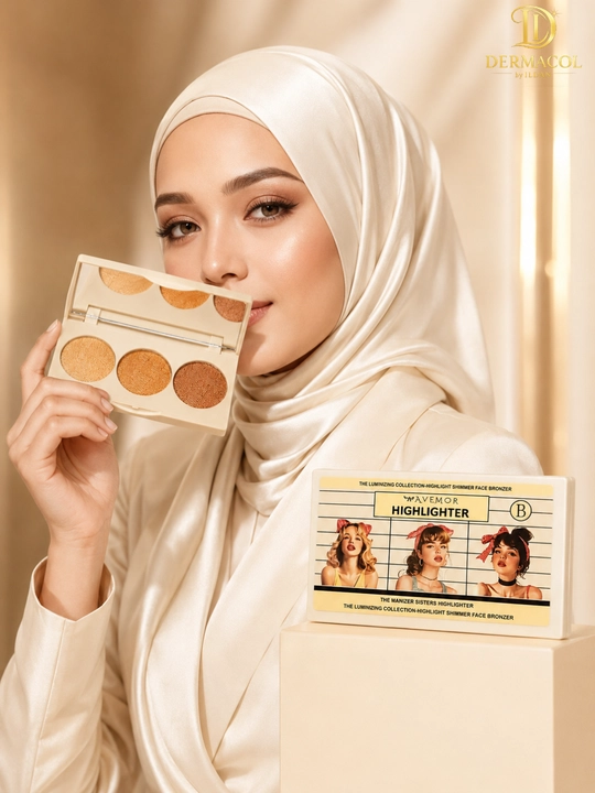Хайлайтер бронзер для лица светящий эффект шиммер палетка AVEMOR Highlighter B