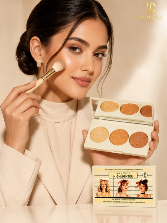 Хайлайтер бронзер для лица светящий эффект шиммер палетка AVEMOR Highlighter B