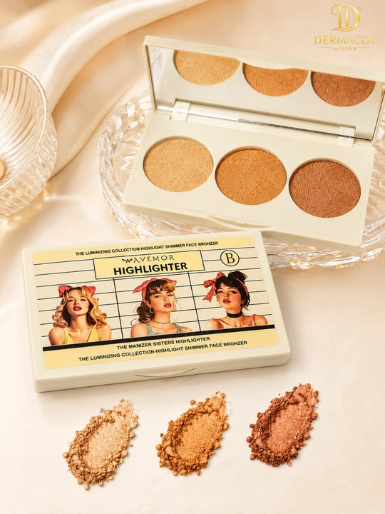 Хайлайтер бронзер для лица светящий эффект шиммер палетка AVEMOR Highlighter B