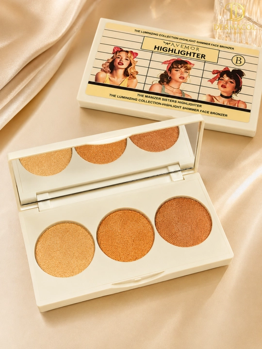Хайлайтер бронзер для лица светящий эффект шиммер палетка AVEMOR Highlighter B
