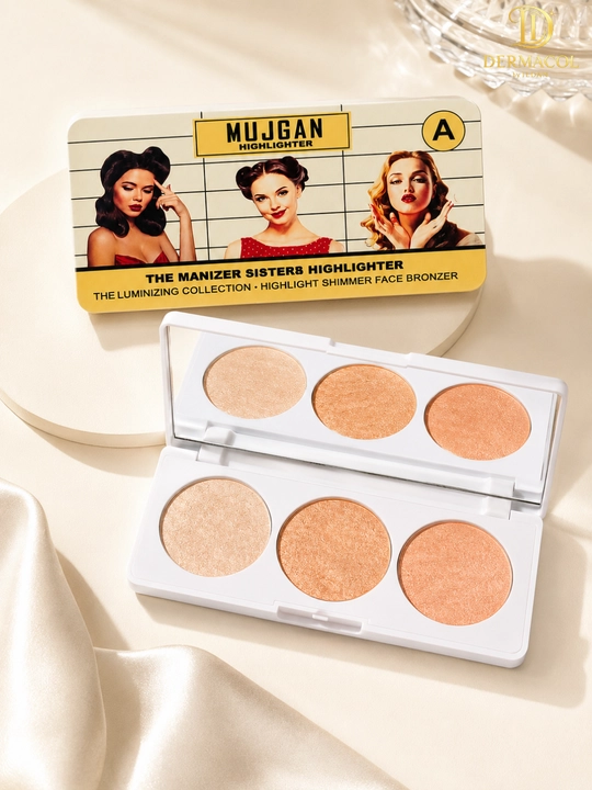 Хайлайтер бронзер для лица светящий эффект шиммер палетка MUJGAN Highlighter A
