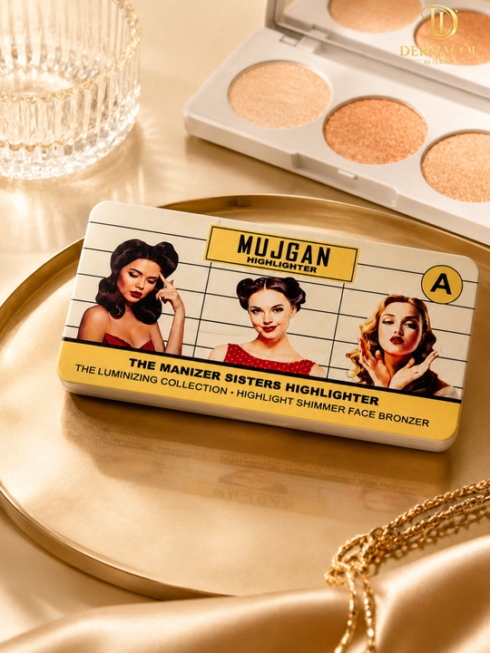Хайлайтер бронзер для лица светящий эффект шиммер палетка MUJGAN Highlighter A